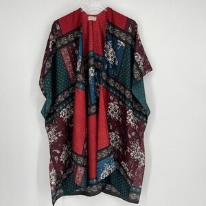 Free People Kimono Womens OS Floral Relaxed Boho Peasant Western Colorful‎